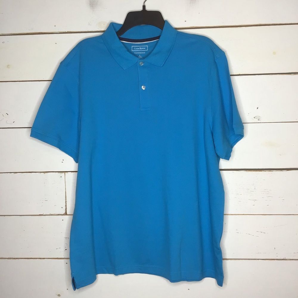 New Clubroom Pique Polo Shirt Stretch Performance Cosmic Turquoise Men's Large